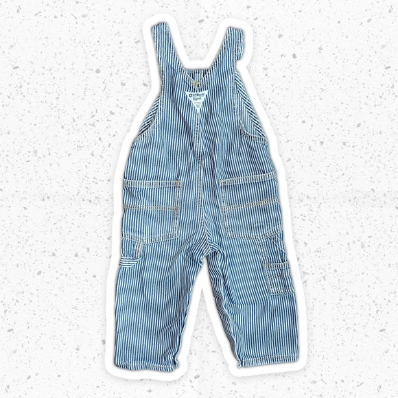 OshKosh B'Gosh Hickory Striped Pant Overalls Dungarees Sz 12M - Picture 3 of 9